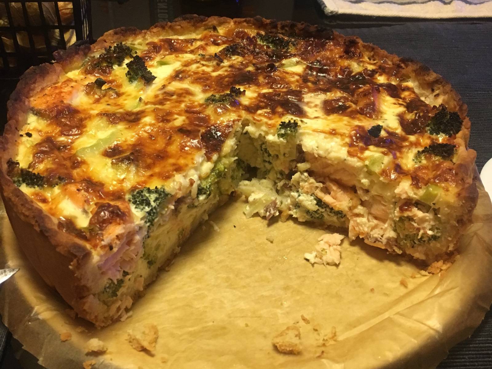 Smoked fish tart and parmesan crust